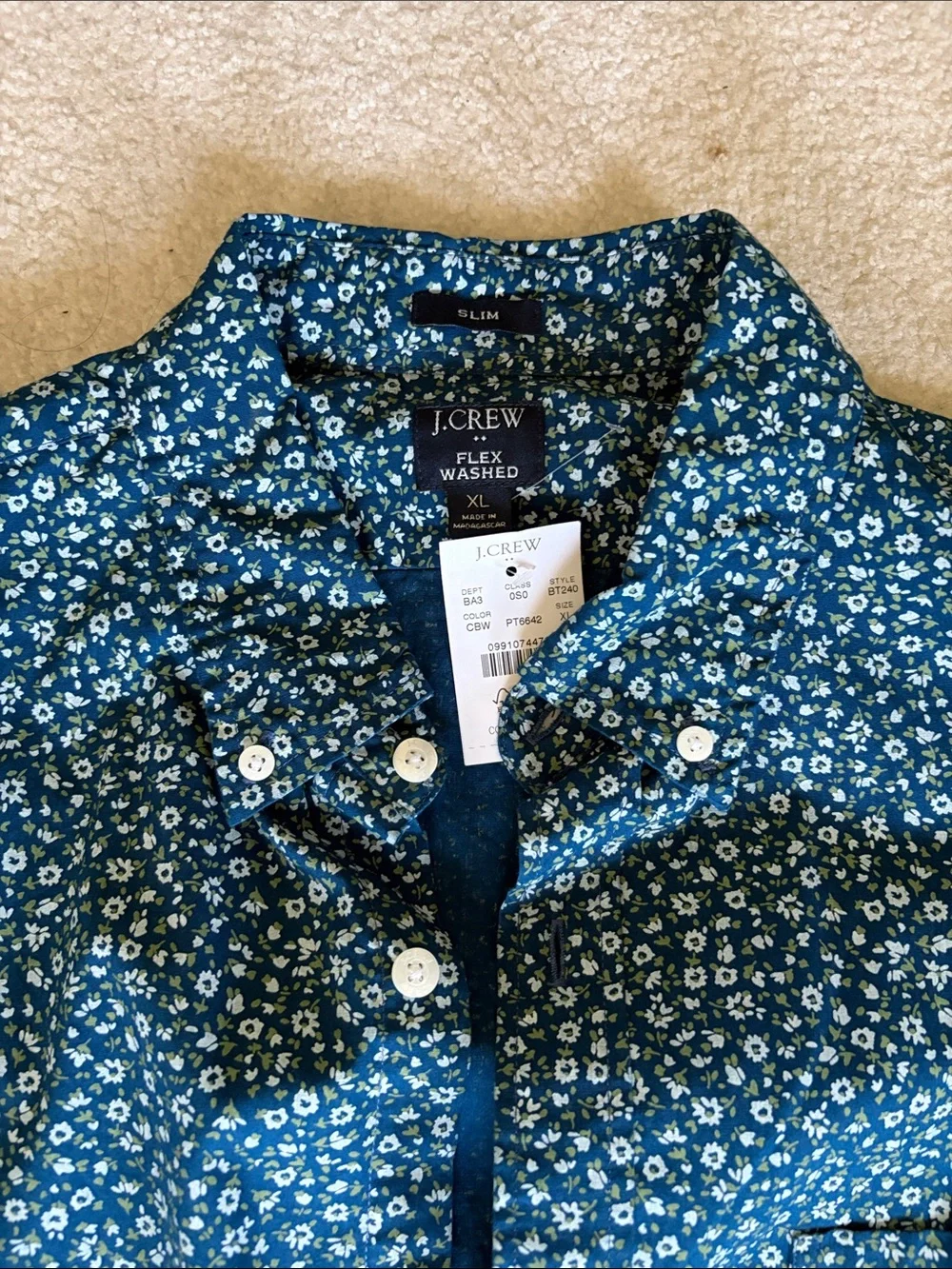 J. Crew Men's Blue Floral Print Button-Down Shirt